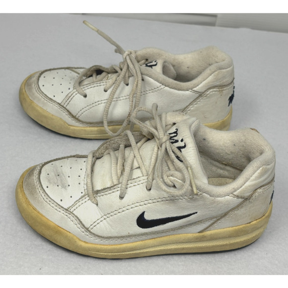 Nike size 9c Toddler‎ Running Shoe Lace-Up White W/Navy Swoosh Wear - Picture 3 of 6